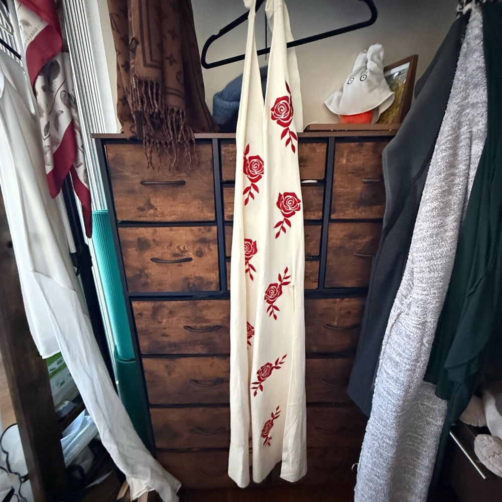 Meshki Shiloh Rose Knit Halter Maxi Dress